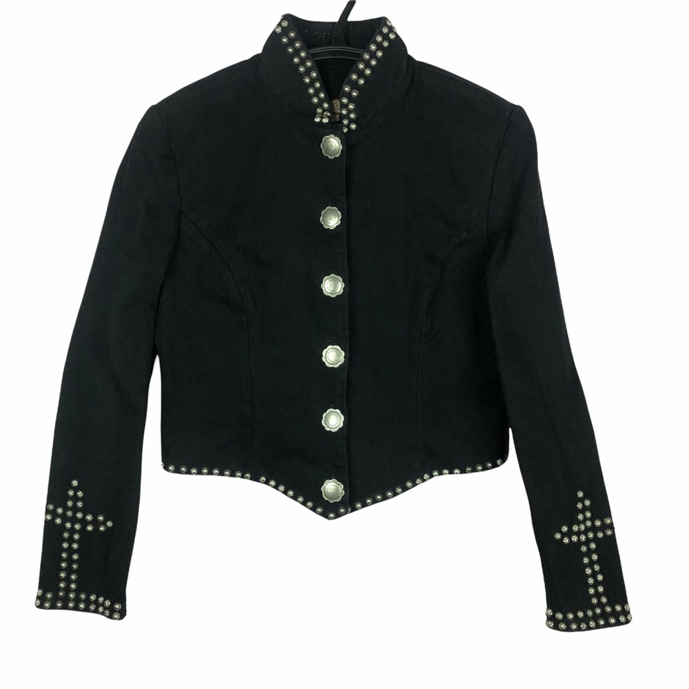 Double D Ranch Black Nailhead Studded Cross Jacket